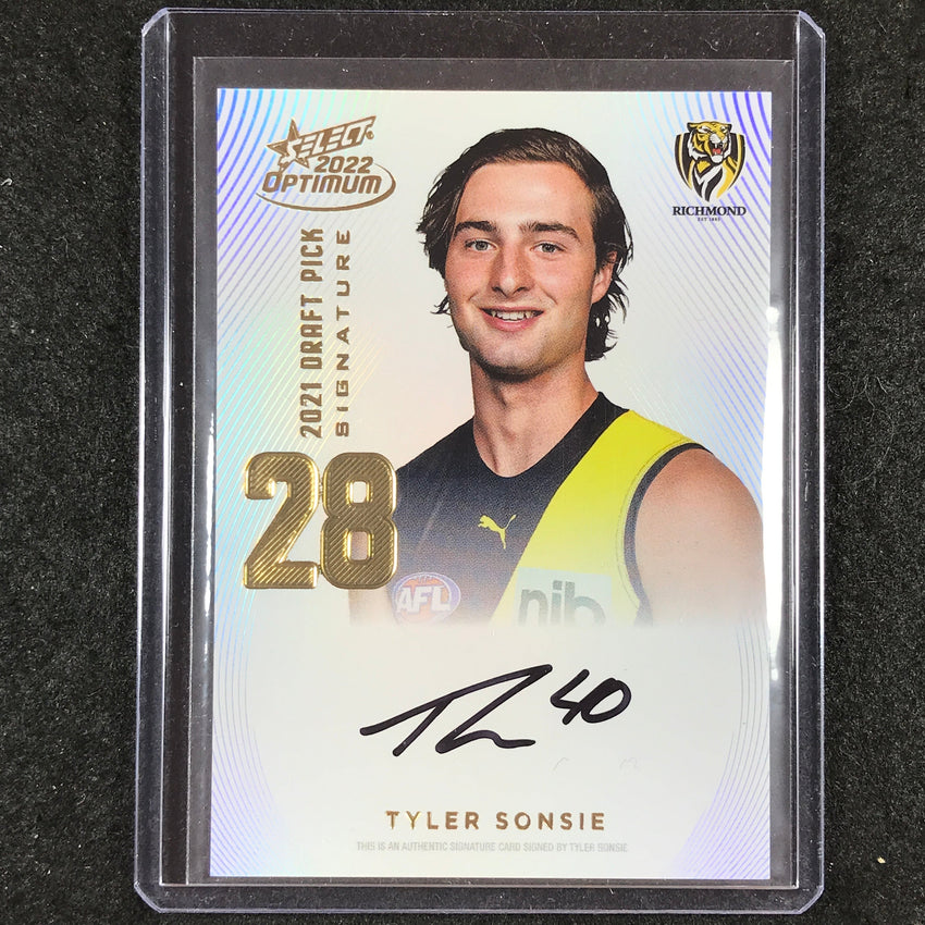 2022 Select AFL Optimum TYLER SONSIE Draft Pick Signature Gold 20/85