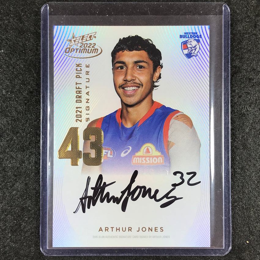 2022 Select AFL Optimum ARTHUR JONES Draft Pick Signature Gold 06/85
