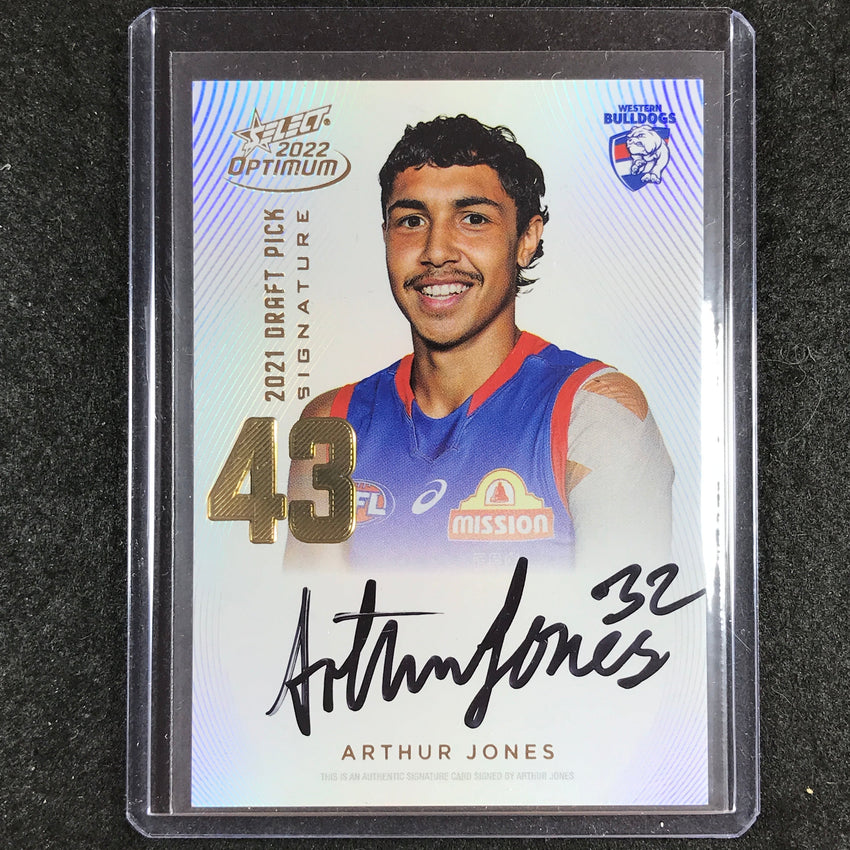 2022 Select AFL Optimum ARTHUR JONES Draft Pick Signature Gold 03/85