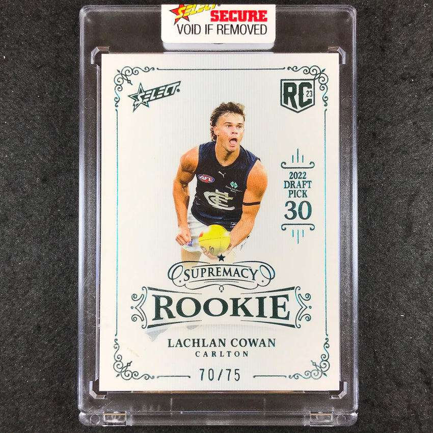 2023 Select AFL Supremacy Rookie LACHLAN COWAN Platinum Blue 70/75