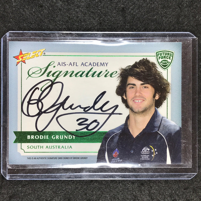 2012 Select AFL Future Force BRODIE GRUNDY Academy Signature Green 96/150