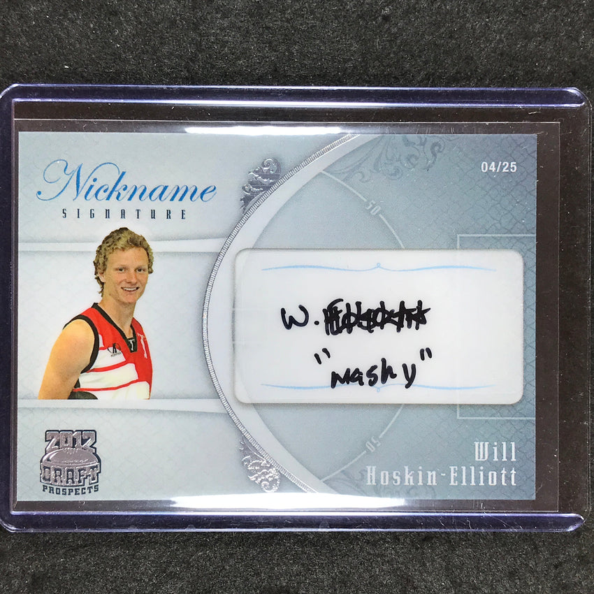 2012 Footycards AFL Draft Prospects WILL HOSKIN-ELLIOTT Nickname Signature 04/25