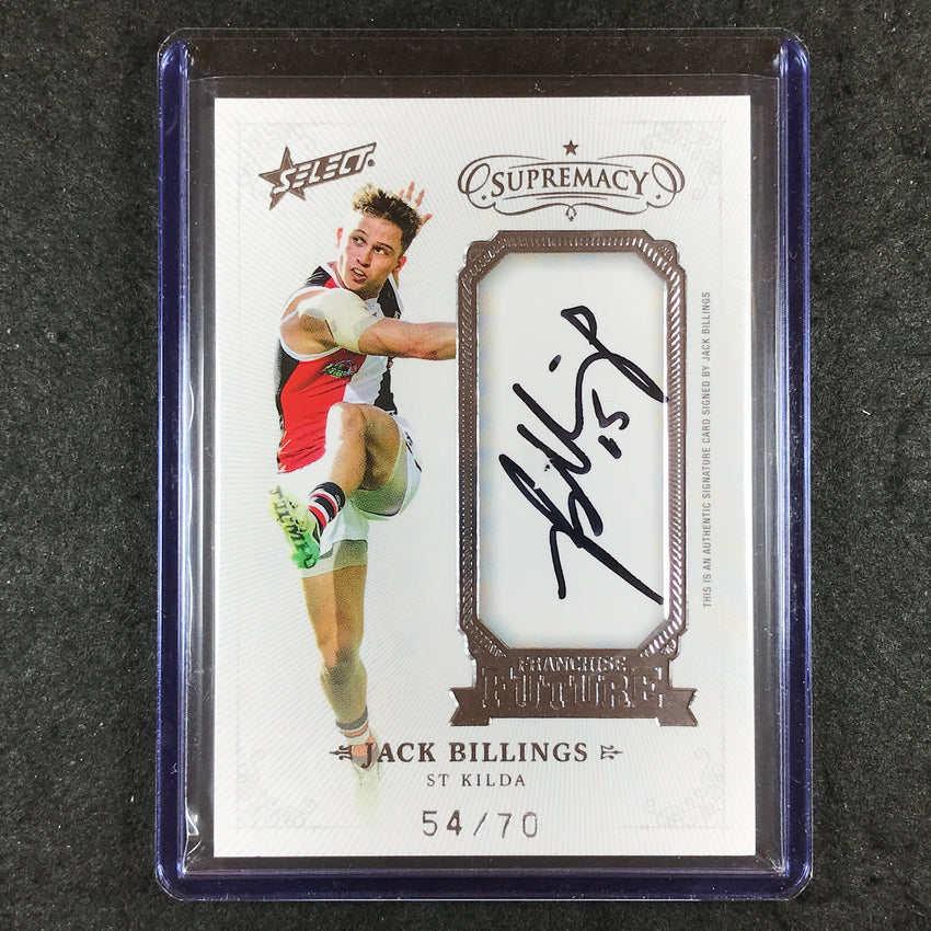 2019 Select AFL Supremacy JACK BILLINGS Franchise Future Signature 54/70