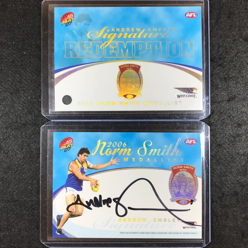 2007 Select AFL Supreme ANDREW EMBLEY Norm Smith Medal Signature 60/100