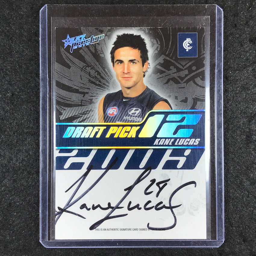2010 Select AFL Prestige KANE LUCAS Draft Pick Signature 97/400