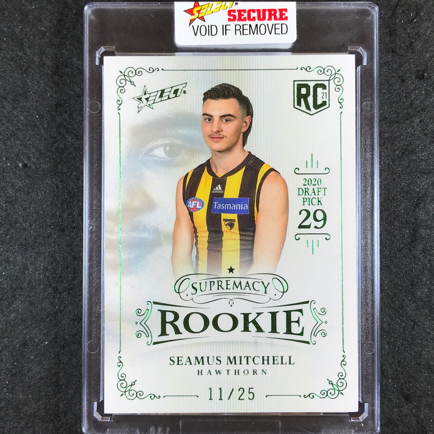 2021 Select AFL Supremacy Rookie SEAMUS MITCHELL Platinum Green 11/25