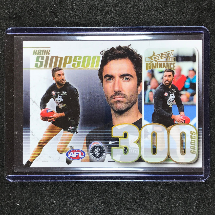 2019 Select AFL Dominance KADE SIMPSON 300 Games Case Card #124