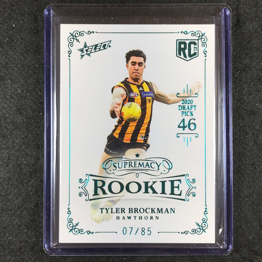2021 Select AFL Supremacy TYLER BROCKMAN Rookie Platinum Blue 07/85