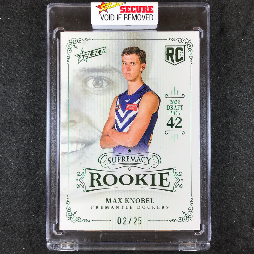 2023 Select AFL Supremacy Rookies MAX KNOBEL Platinum Green 02/25