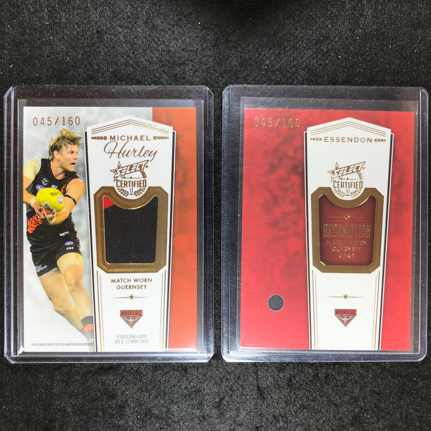 2017 Select AFL Certified MICHAEL HURLEY Match Worn Guernsey 45/160