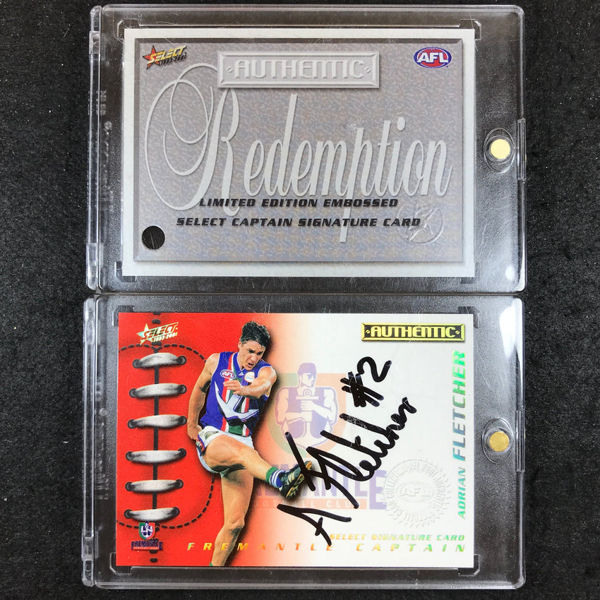 2001 Select AFL Authentic ADRIAN FLETCHER Captain Signature Fremantle 5/50
