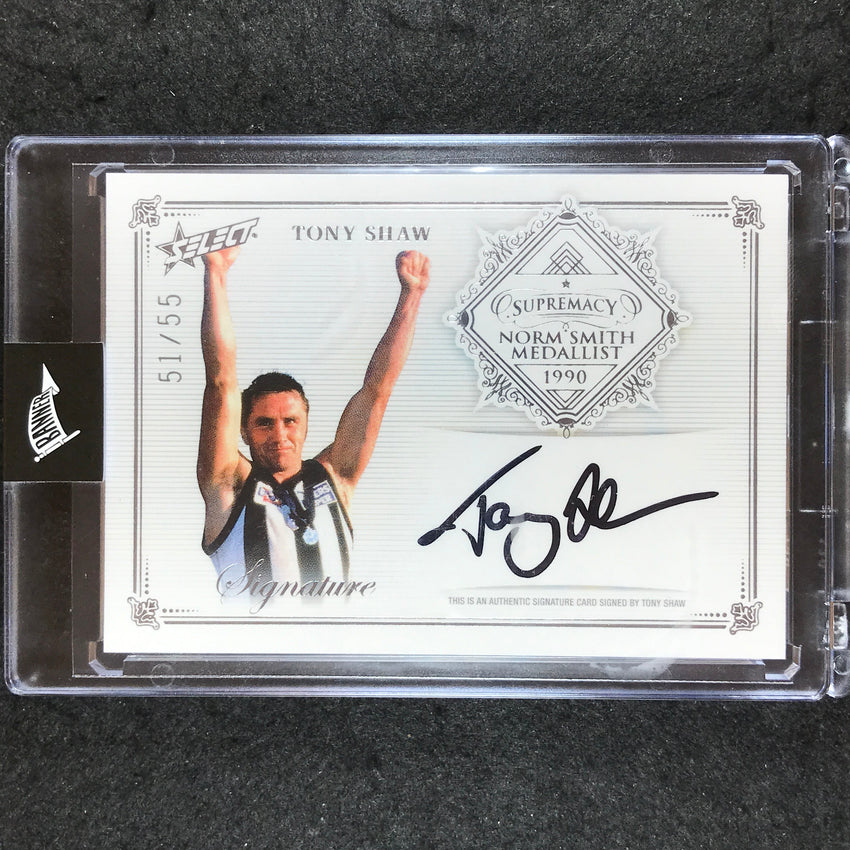 2019 Select AFL Supremacy TONY SHAW Norm Smith Medal Signature 51/55