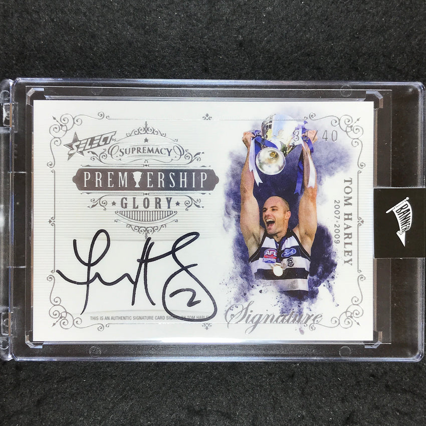 2019 Select AFL Supremacy TOM HARLEY Premiership Glory Signature 34/40