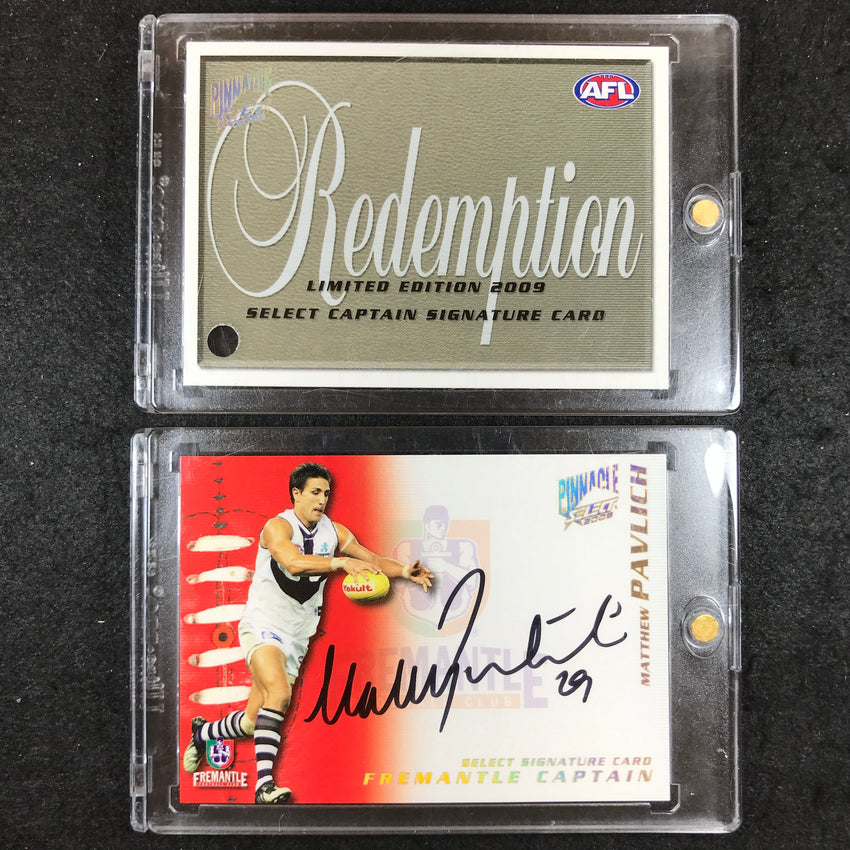 2009 Select AFL Pinnacle MATTHEW PAVLICH Captain Signature Card Fremantle 35/60