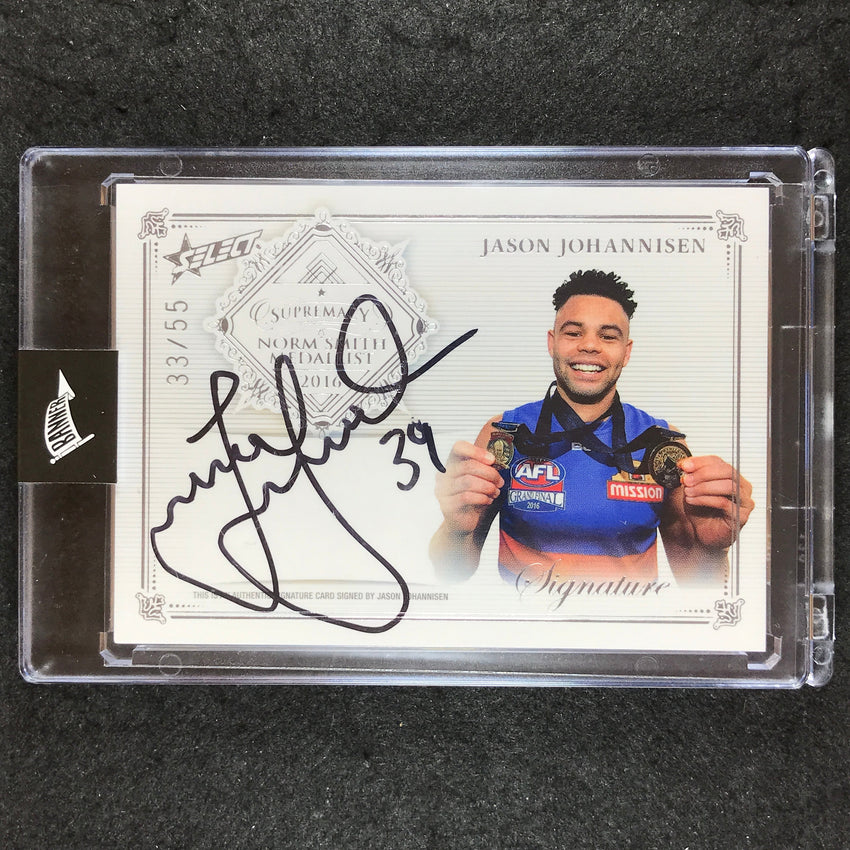 2019 Select AFL Supremacy JASON JOHANNISEN Norm Smith Medal Signature 33/55