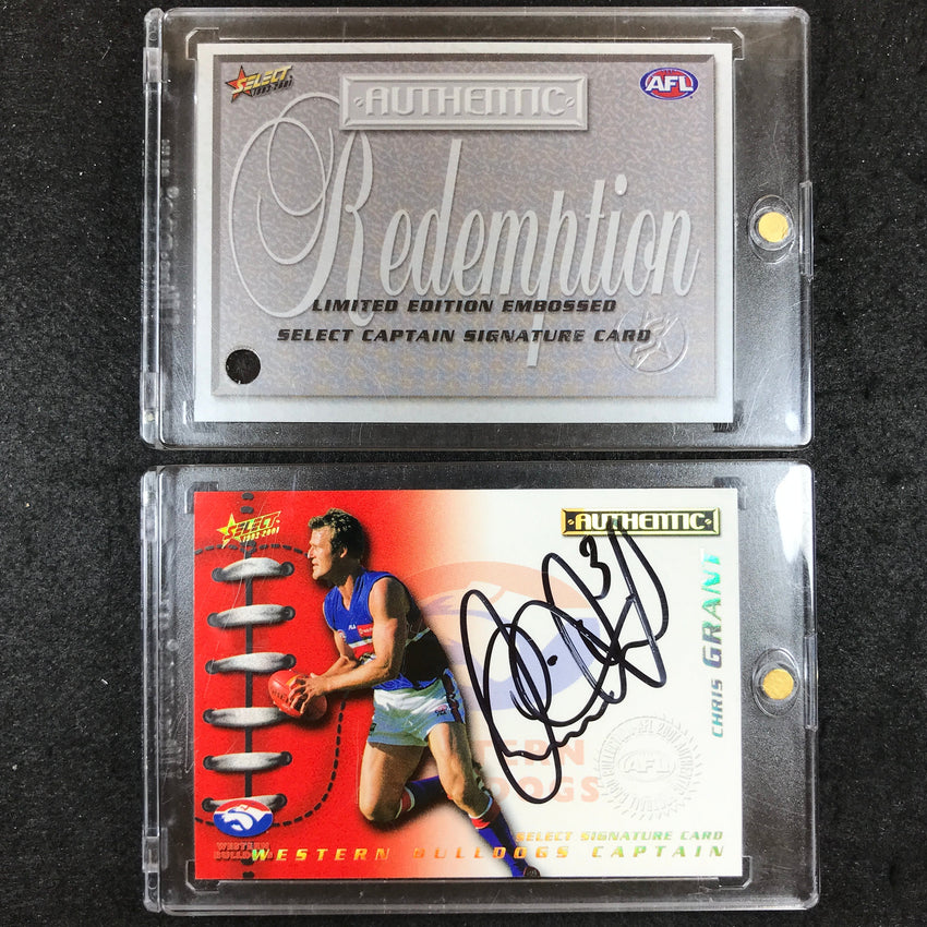 2001 Select AFL Authentic CHRIS GRANT Captain Signature Card Bulldogs 19/50