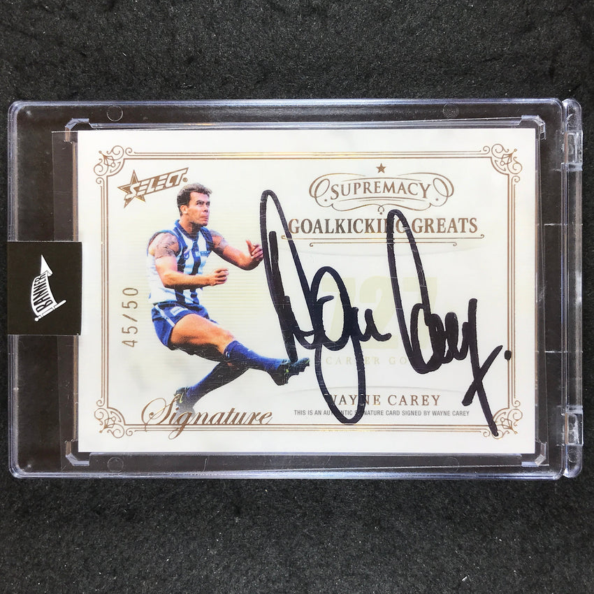 2021 Select AFL Supremacy WAYNE CAREY Goalkicking Greats Signature 45/50