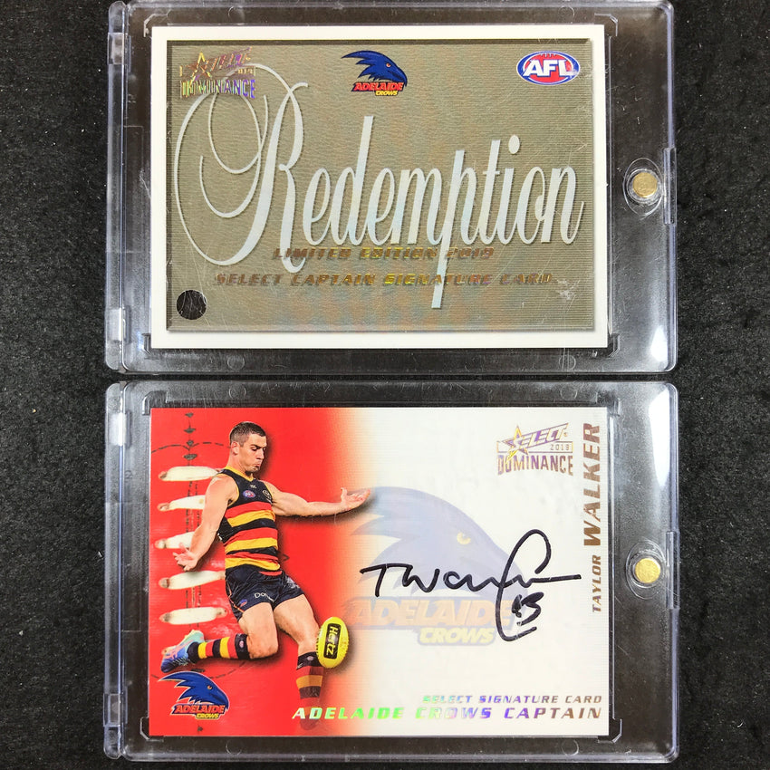 2019 Select AFL Dominance TAYLOR WALKER Captain Signature Card - Adelaide 008/50