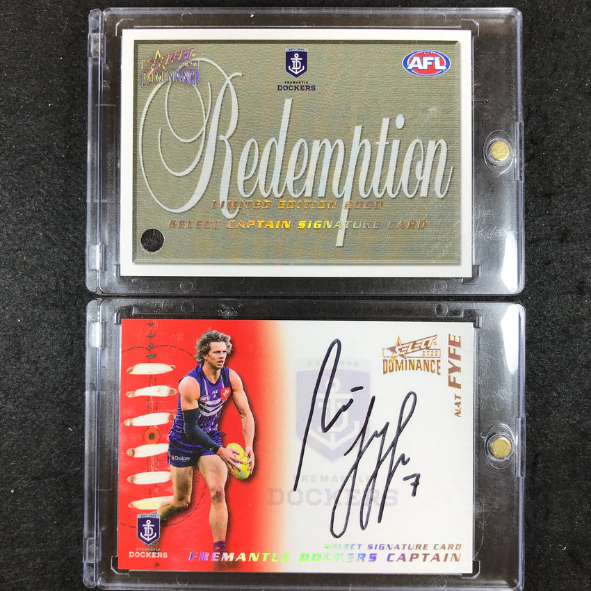 2020 Select AFL Dominance NAT FYFE Captain Signature Card - Fremantle 28/50