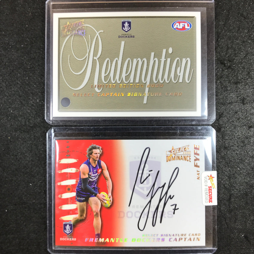 2020 Select AFL Dominance NAT FYFE Captain Signature Card - Fremantle 25/50