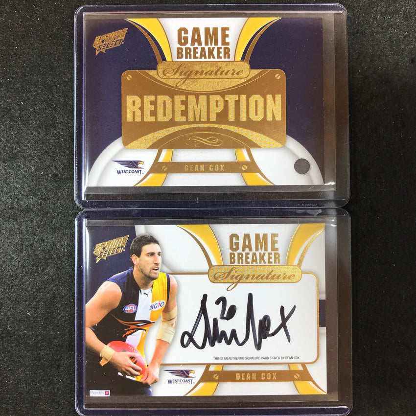 2013 Select AFL Prime DEAN COX Game Breaker Signature 119/200