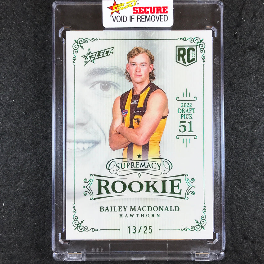 2023 Select AFL Supremacy Rookies BAILEY MACDONALD Platinum Green 13/25
