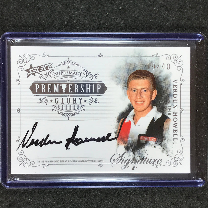 2019 Select AFL Supremacy VERDUN HOWELL Premiership Glory Signature 19/40