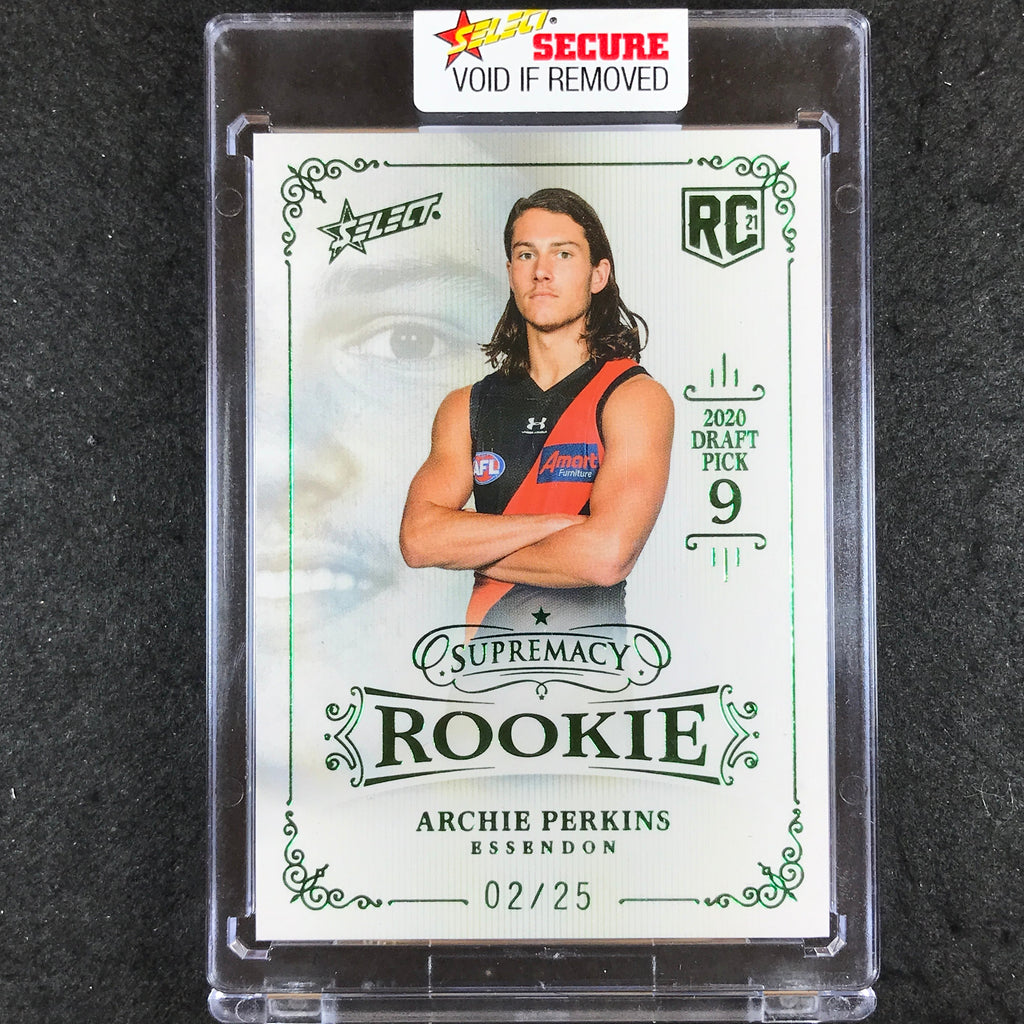 2021 Select AFL Supremacy Rookie ARCHIE PERKINS Platinum Green 02/25 ...