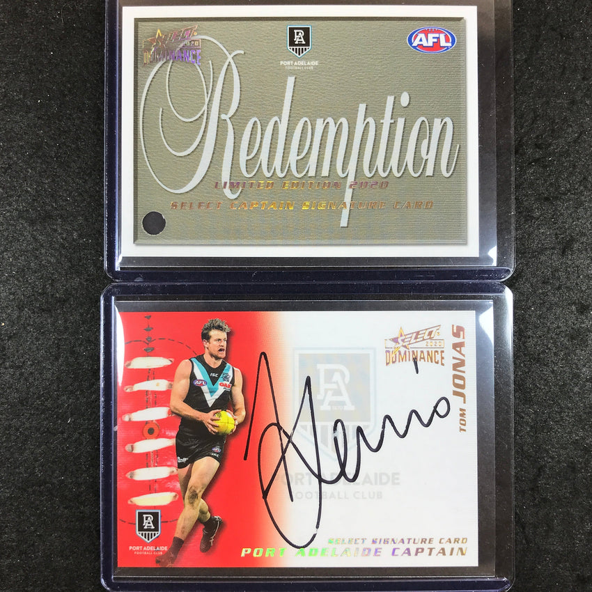 2019 Select AFL Dominance TOM JONAS Captain Signature Card - Port Adelaide 50/50