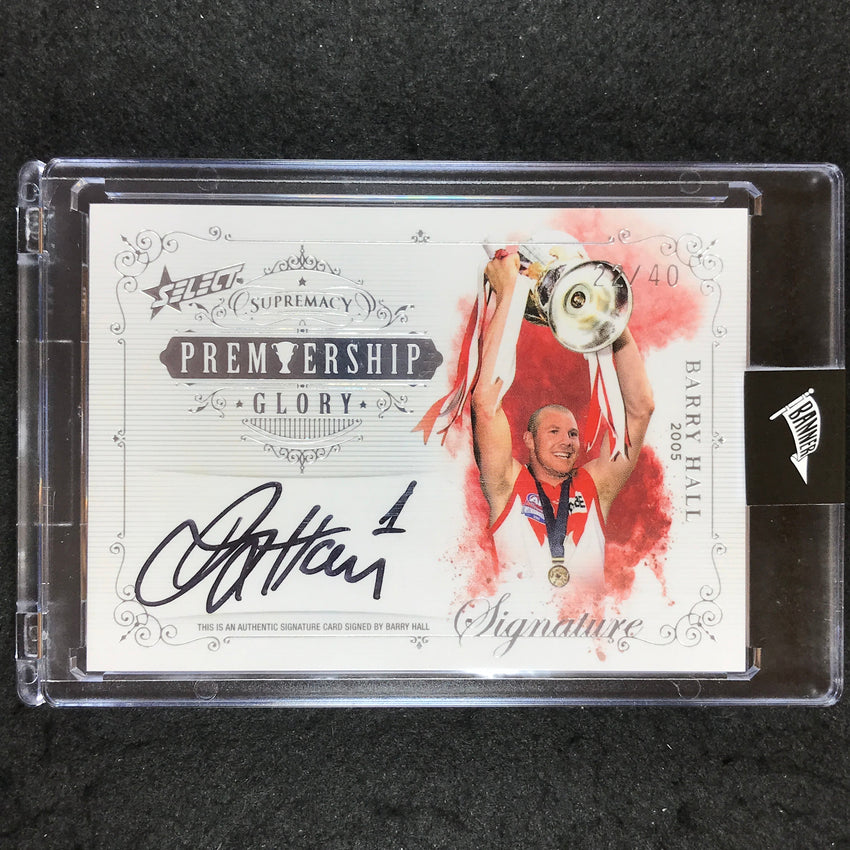 2019 Select AFL Supremacy BARRY HALL Premiership Glory Signature 22/40