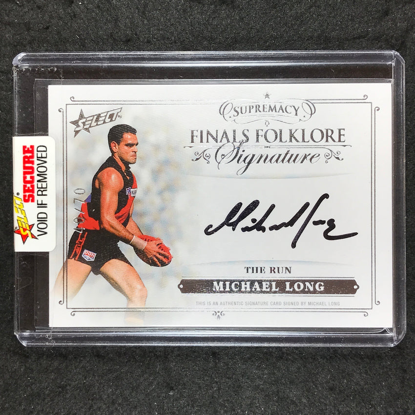 2019 Select AFL Supremacy MICHAEL LONG Finals Folklore Signature 40/70