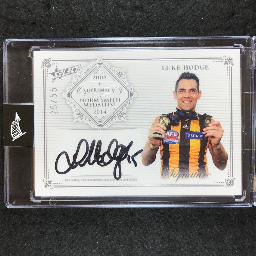 2019 Select AFL Supremacy LUKE HODGE Norm Smith Medal Signature 25/55