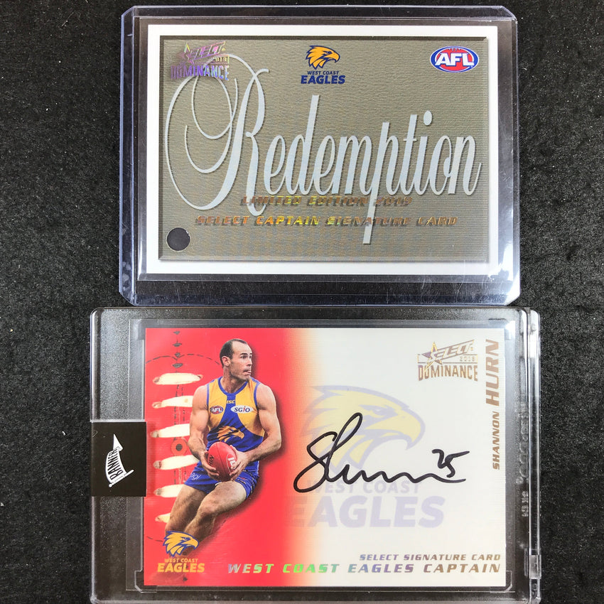 2019 Select AFL Dominance SHANNON HURN Captain Signature Card - West Coast 41/50