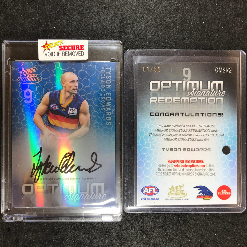 2022 Select AFL Optimum TYSON EDWARDS Mirror Signature 01/50