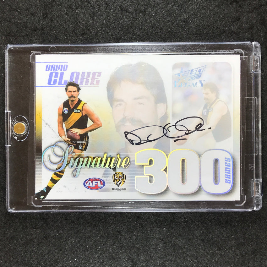 2018 Select AFL Legacy DAVID CLOKE 300 Games Case Card Signature #014