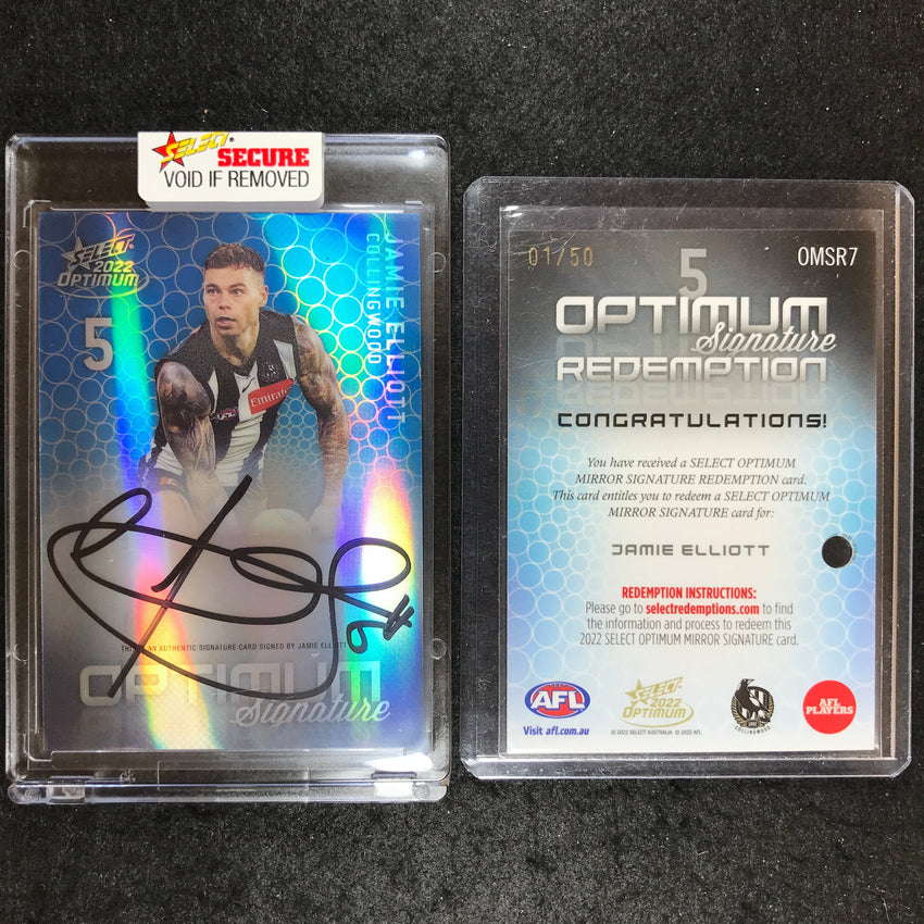 2022 Select AFL Optimum JAMIE ELLIOTT Mirror Signature 01/50