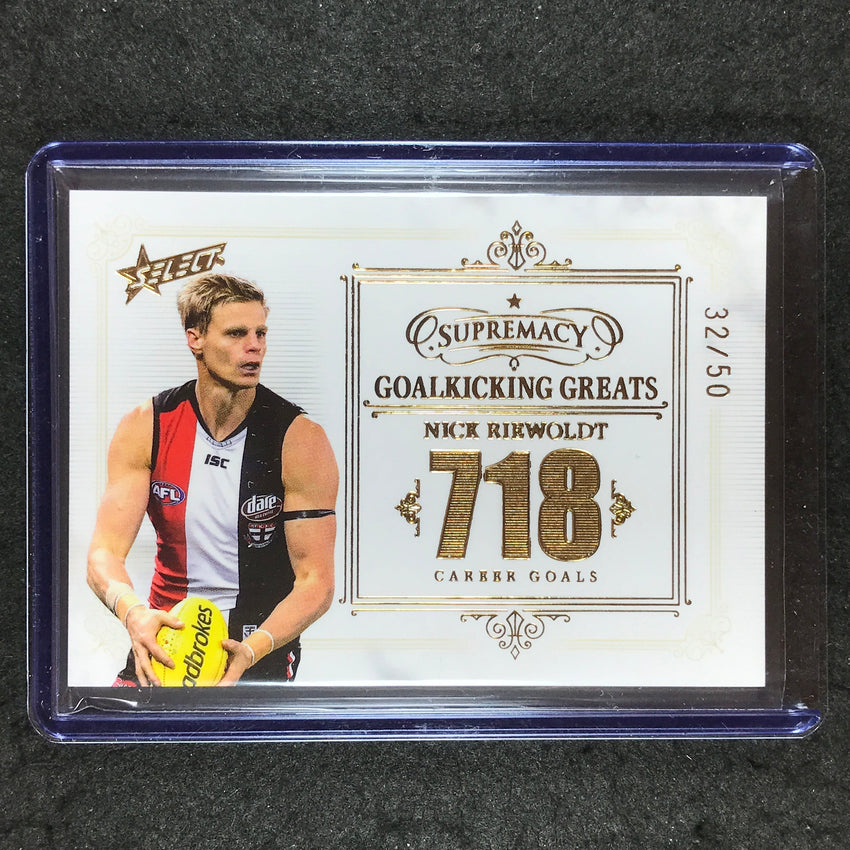 2021 Select AFL Supremacy NICK RIEWOLDT Goalkicking Greats 32/50
