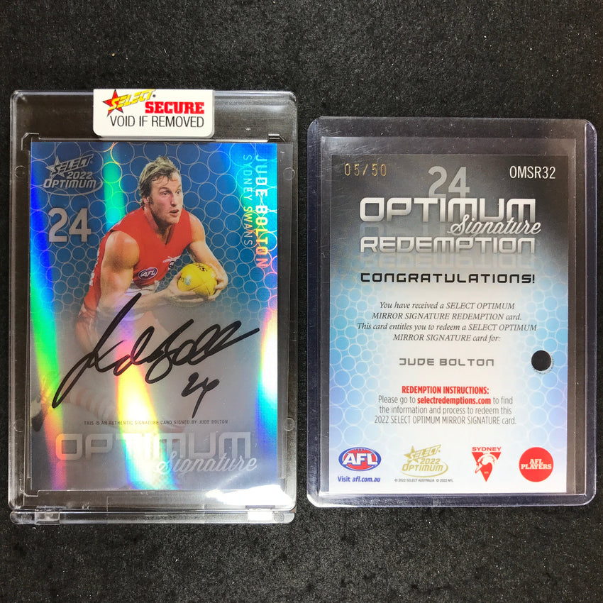 2022 Select AFL Optimum JUDE BOLTON Mirror Signature 05/50