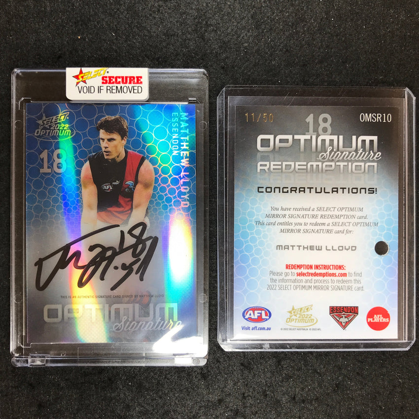 2022 Select AFL Optimum MATTHEW LLOYD Mirror Signature 11/50