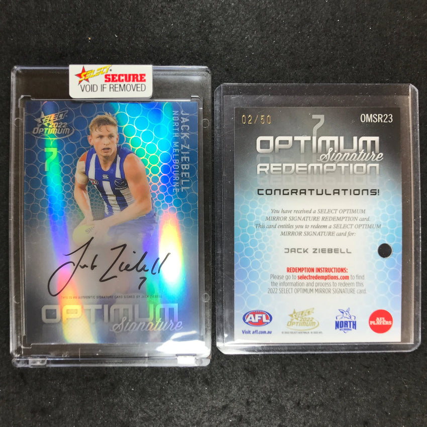2022 Select AFL Optimum JACK ZIEBELL Mirror Signature 02/50