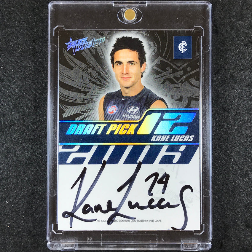 2010 Select AFL Prestige KANE LUCAS Draft Pick Signature 206/400