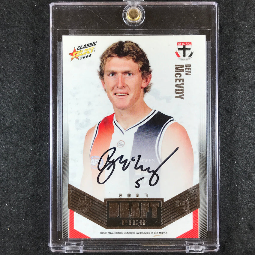 2008 Select AFL Classic BEN MCEVOY Draft Pick Signature 002/100