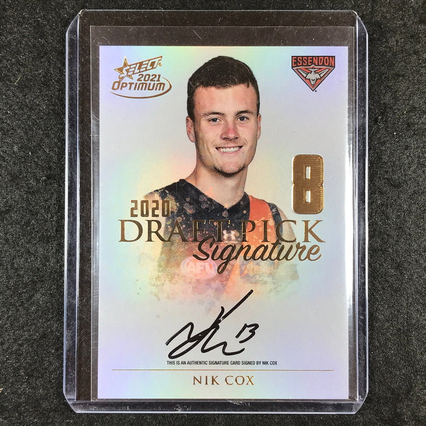 2021 Select AFL Optimum NIK COX Draft Pick Signature Gold 48/85