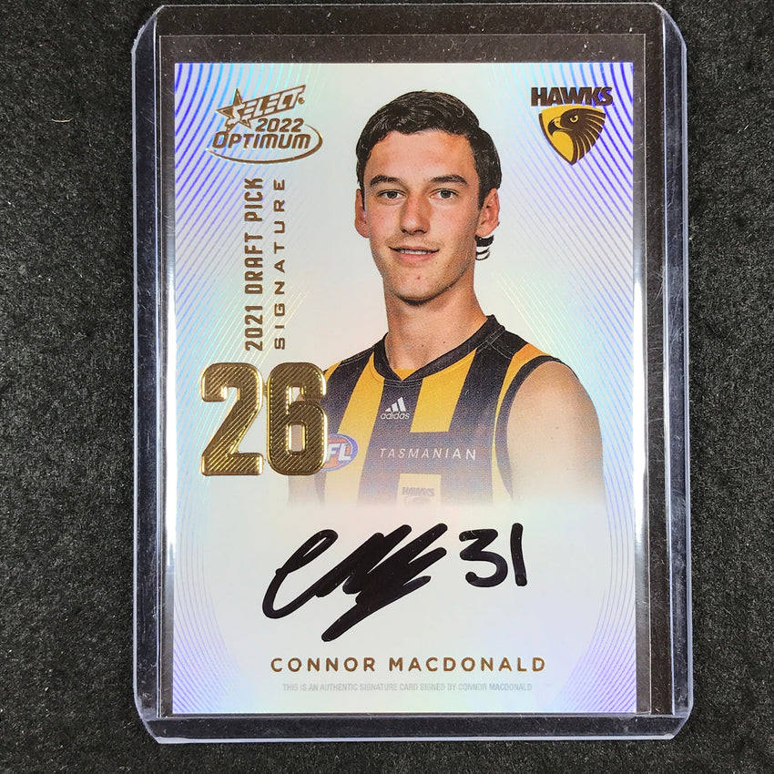 2022 Select AFL Optimum CONNOR MACDONALD Draft Pick Signature Gold 49/85
