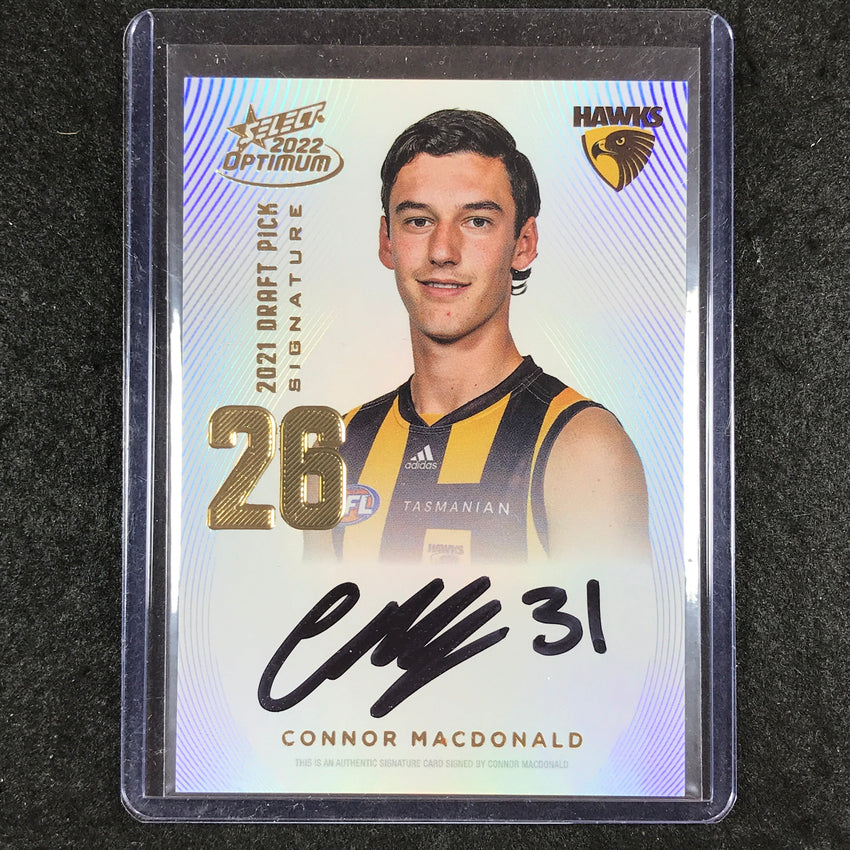 2022 Select AFL Optimum CONNOR MACDONALD Draft Pick Signature Gold 65/85