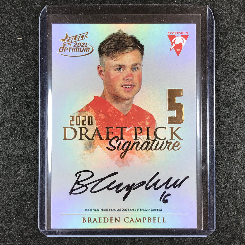 2021 Select AFL Optimum BRAYDEN CAMPBELL Draft Pick Signature Gold 78/85