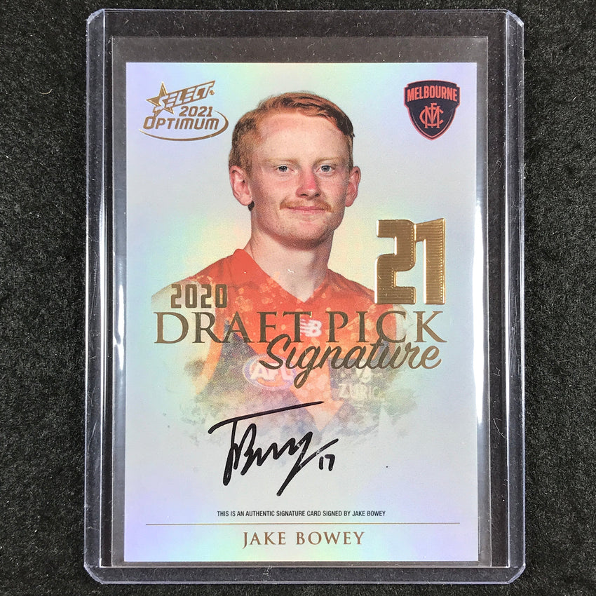 2021 Select AFL Optimum JAKE BOWEY Draft Pick Signature Gold 02/85