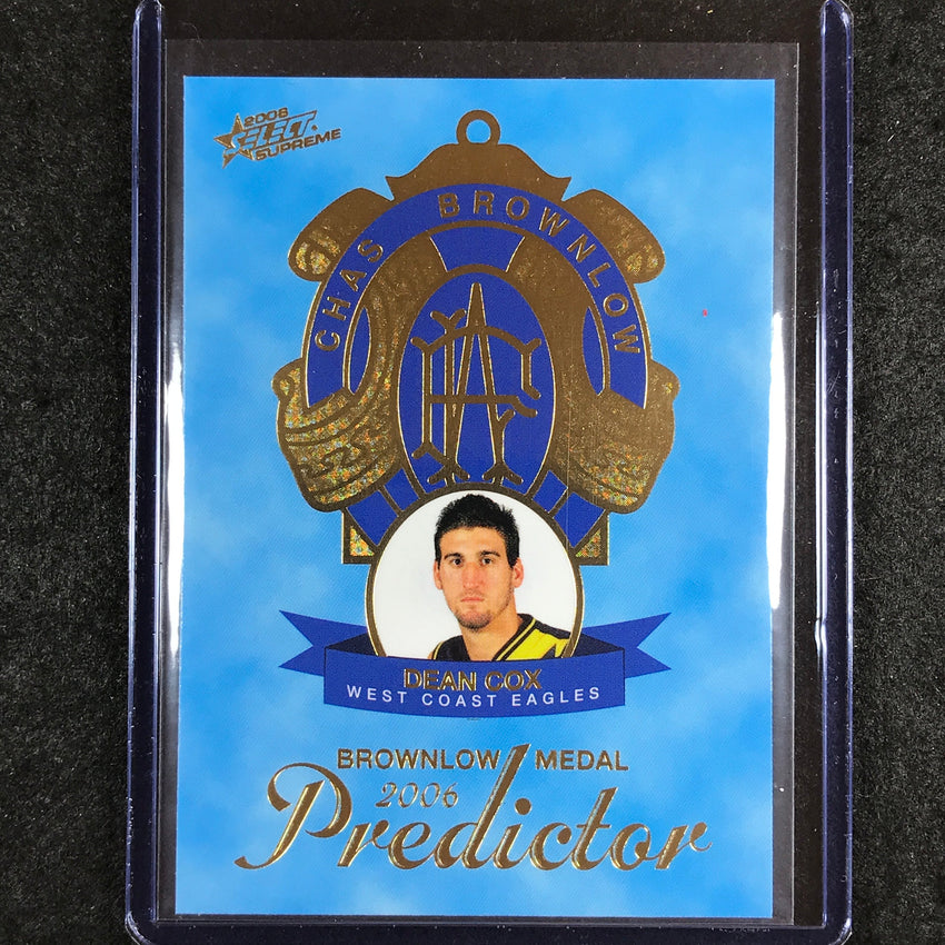 2006 Select AFL Supreme DEAN COX Brownlow Medal Predictor 82/100