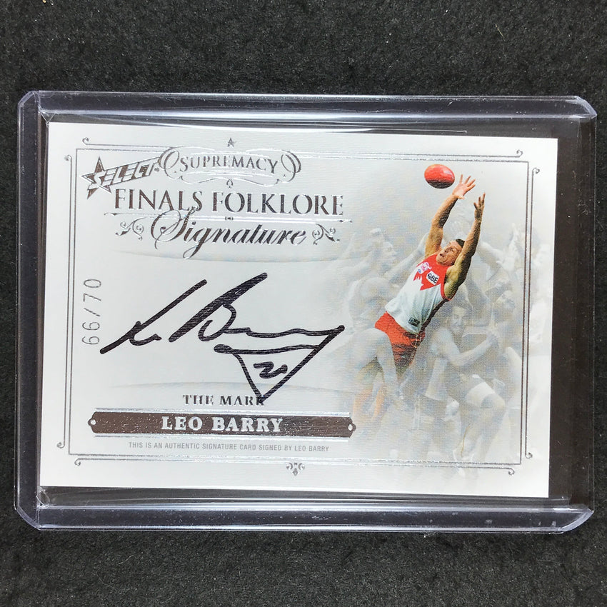 2021 Select AFL Supremacy LEO BARRY Finals Folklore Signature 66/70