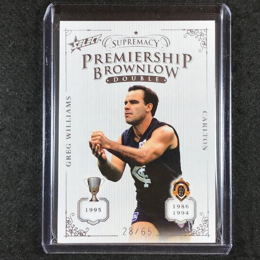 2021 Select AFL Supremacy GREG WILLIAMS Premiership Brownlow Double 28/65